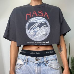 nasa faded oversized cropped tshirt